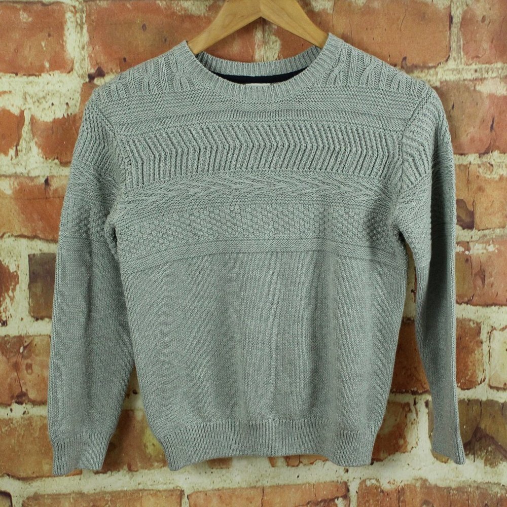 NEW! GYMBOREE Gray Cable Knit Sweater Boys M 7-8 Holiday Pullover 100% Cotton